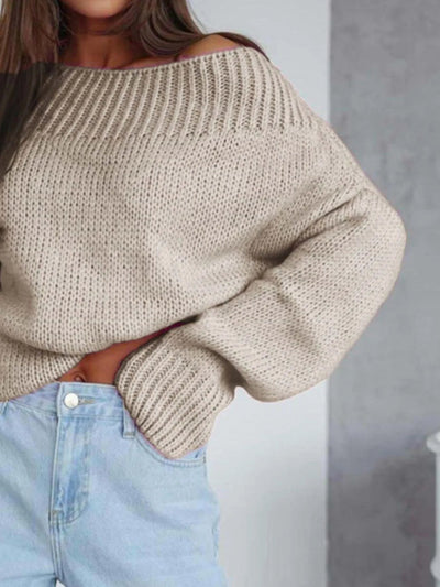 Oversized Boat Neck Drop Shoulder Sweater - Your Second Look