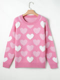 Pearled Heart Print Valentines Crew Neck Sweater - Your Second Look