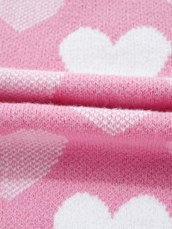 Pearled Heart Print Valentines Crew Neck Sweater - Your Second Look