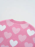 Pearled Heart Print Valentines Crew Neck Sweater - Your Second Look