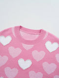 Pearled Heart Print Valentines Crew Neck Sweater - Your Second Look
