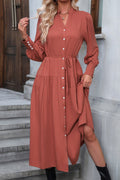 Perfee Button Down Notched Neck Dress - Your Second Look