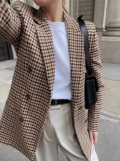 Plaid Lapel Collar Blazer - Your Second Look