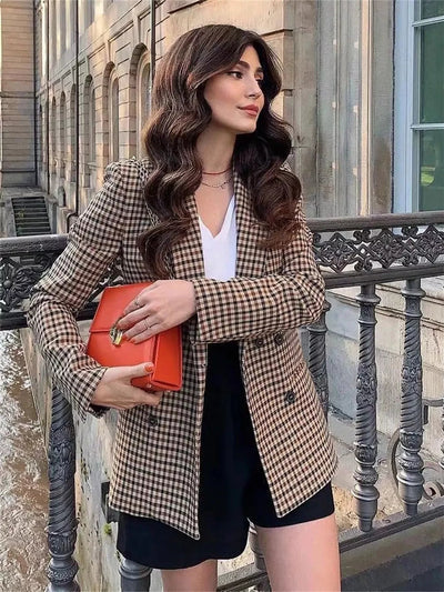 Plaid Lapel Collar Blazer - Your Second Look