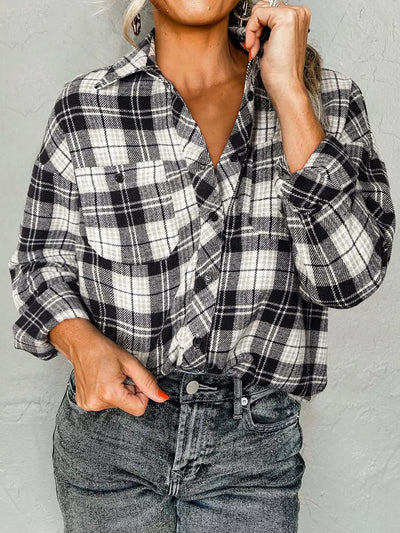 Plaid Print Chest Pockets Buttoned Shirt - Your Second Look