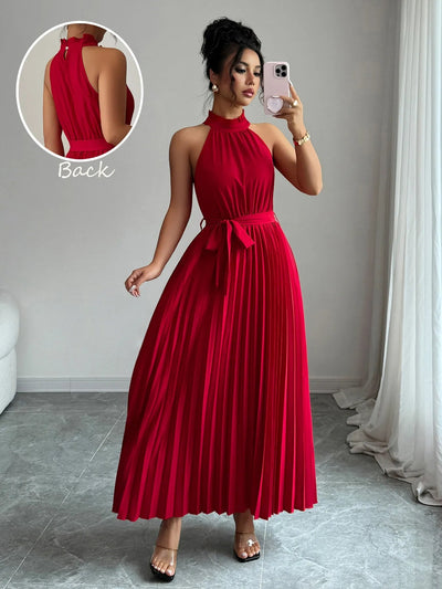 Pleated Halter Neck Maxi Dress - Your Second Look