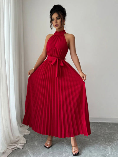 Pleated Halter Neck Maxi Dress - Your Second Look