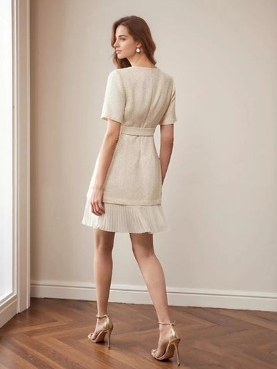 Pleated Hem Round Neck Dress - Your Second Look