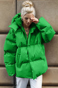 Pocketed Zip Up Hooded Puffer Jacket - Your Second Look