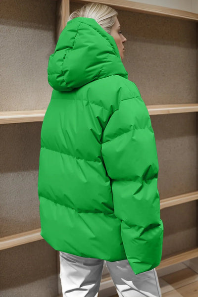 Pocketed Zip Up Hooded Puffer Jacket - Your Second Look