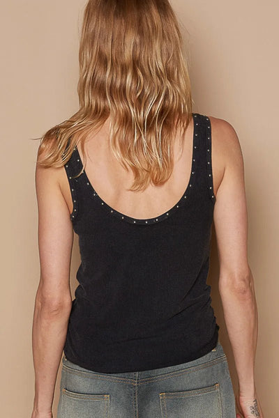 POL Ribbed Tank Top with Metallic Stud Detail - Your Second Look