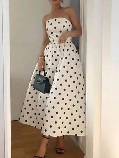 Polka Dot Strapless Midi Dress - Your Second Look