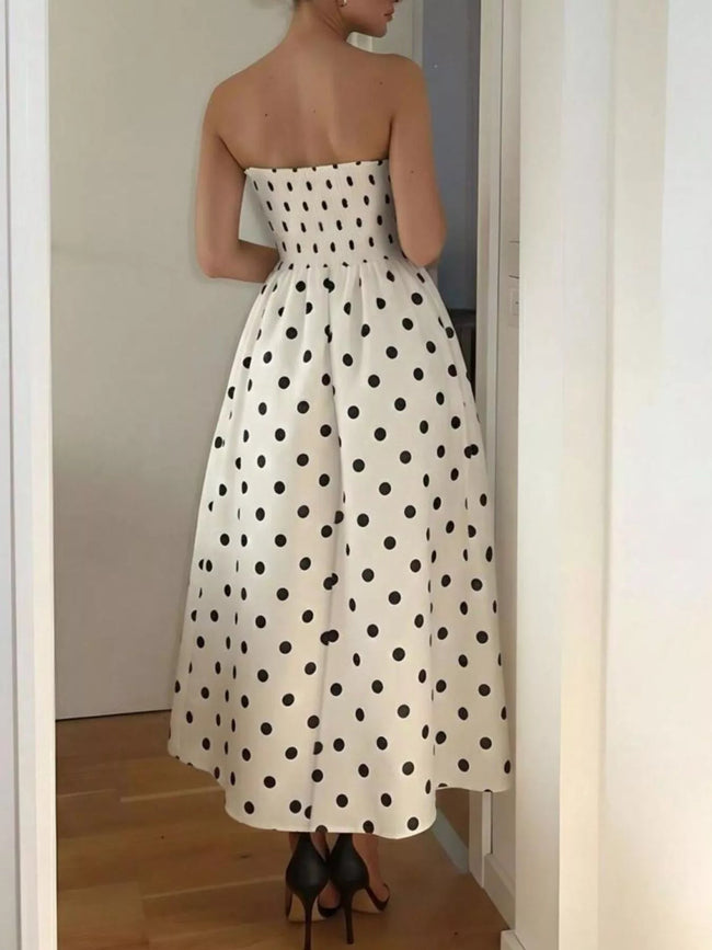 Polka Dot Strapless Midi Dress - Your Second Look