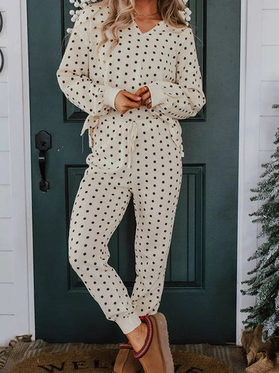 Polka Dot Top and Joggers Lounge Set - Your Second Look