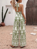 Printed Halter Neck Wide Leg Jumpsuit - Your Second Look