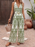 Printed Halter Neck Wide Leg Jumpsuit - Your Second Look