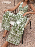 Printed Halter Neck Wide Leg Jumpsuit - Your Second Look