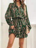 Printed Long Sleeve Mini Dress - Your Second Look