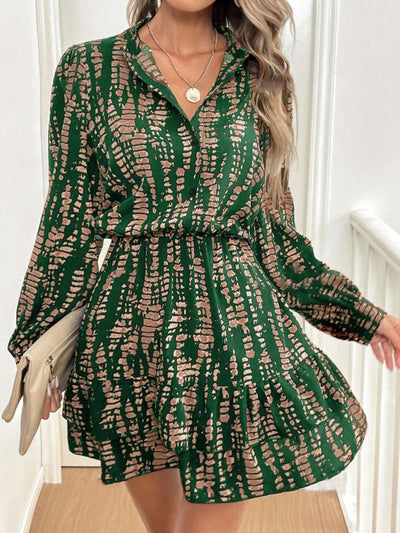 Printed Long Sleeve Mini Dress - Your Second Look