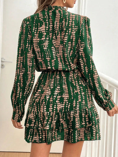 Printed Long Sleeve Mini Dress - Your Second Look