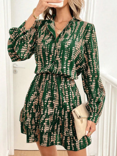 Printed Long Sleeve Mini Dress - Your Second Look