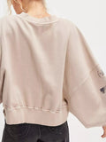 Printed Round Neck Dropped Shoulder Sweatshirt - Your Second Look
