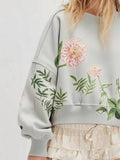 Printed Round Neck Dropped Shoulder Sweatshirt - Your Second Look