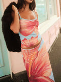 Printed Scoop Neck Cami and Skirt Set - Your Second Look