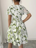 Printed Surplice Layered Mini Dress - Your Second Look