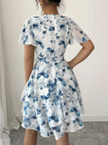 Printed Surplice Layered Mini Dress - Your Second Look