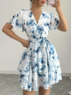 Printed Surplice Layered Mini Dress - Your Second Look