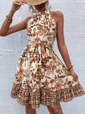 Printed Tie Waist Mini Dress - Your Second Look