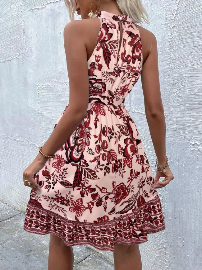 Printed Tie Waist Mini Dress - Your Second Look