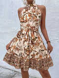 Printed Tie Waist Mini Dress - Your Second Look