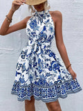 Printed Tie Waist Mini Dress - Your Second Look
