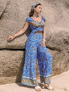 Printed V - Neck Top and Pants Set - Your Second Look