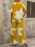 Printed V - Neck Top and Pants Set - Your Second Look