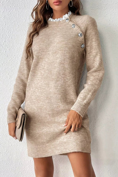 Ribbed Hem Raglan Sleeve Sweater Dress - Your Second Look