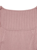 Ribbed Knit Square Neck Bodycon Sweater Dress - Your Second Look
