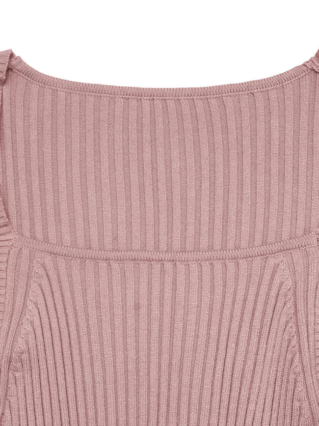 Ribbed Knit Square Neck Bodycon Sweater Dress - Your Second Look
