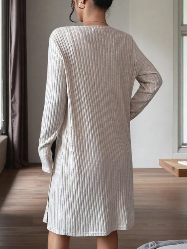 Ribbed Knit Tank Dress and Cardigan Set - Your Second Look