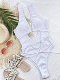 Ribbed Lace Up One - Piece Swimsuit - Your Second Look