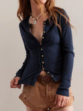 Ribbed Round Neck Long Sleeve Top - Your Second Look