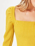 Ribbed Square Neck Long Sleeve Sweater - Your Second Look