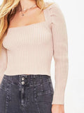 Ribbed Square Neck Long Sleeve Sweater - Your Second Look