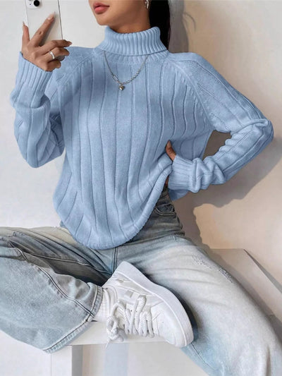 Ribbed Turtleneck Long Sleeve Sweater - Your Second Look