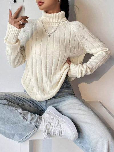 Ribbed Turtleneck Long Sleeve Sweater - Your Second Look