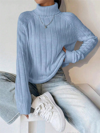 Ribbed Turtleneck Long Sleeve Sweater - Your Second Look