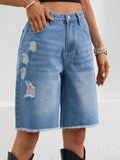Ripped Frayed Hem Denim Shorts - Your Second Look