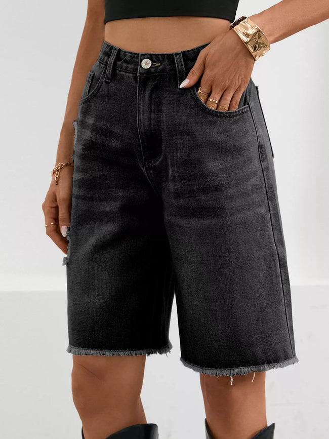 Ripped Frayed Hem Denim Shorts - Your Second Look